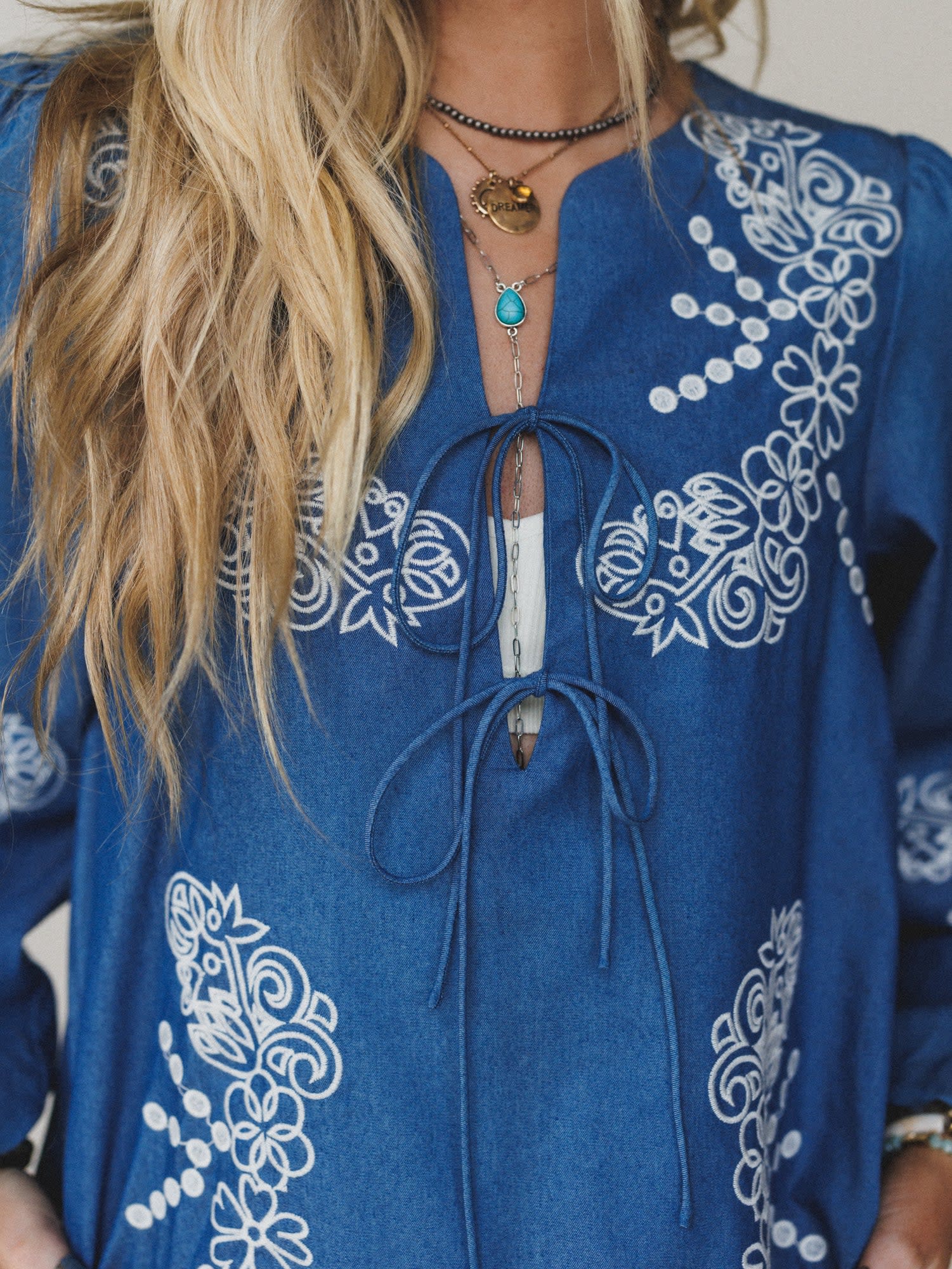 Sunday Flow Embroidered Denim Dress - Women's Size S, Denim Blue - Three Bird Nest Sunday Flow Embroidered Denim Dress - Women's Size S, Denim Blue - Three Bird Nest