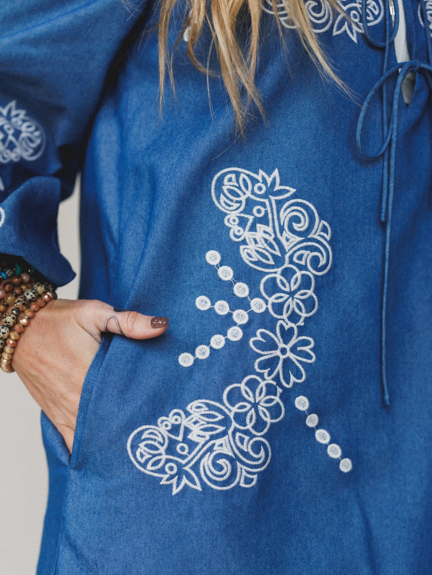 Sunday Flow Embroidered Denim Dress - Women's Size S, Denim Blue - Three Bird Nest Sunday Flow Embroidered Denim Dress - Women's Size S, Denim Blue - Three Bird Nest