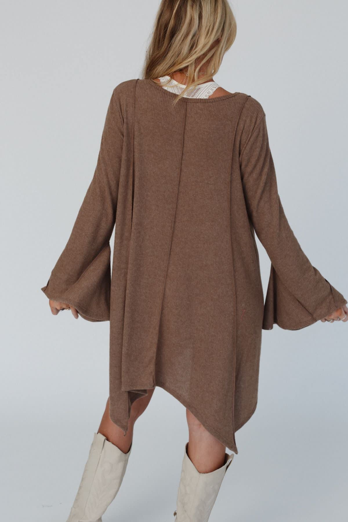 The Nest Golden Hour Long Bell Sleeve Tunic Dress - Rust CY Fashion The Nest Golden Hour Long Bell Sleeve Tunic Dress - Rust CY Fashion