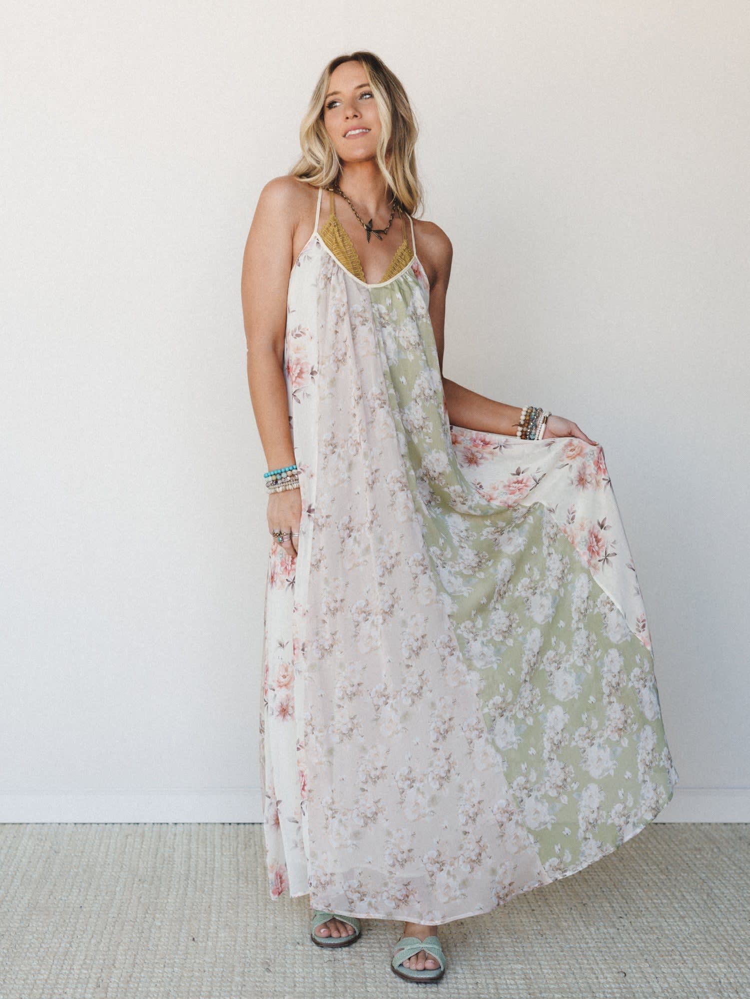 cream flowy dress Calista Raw Cotton Bridal Gown | Cream Boho High-low Wedding Dress