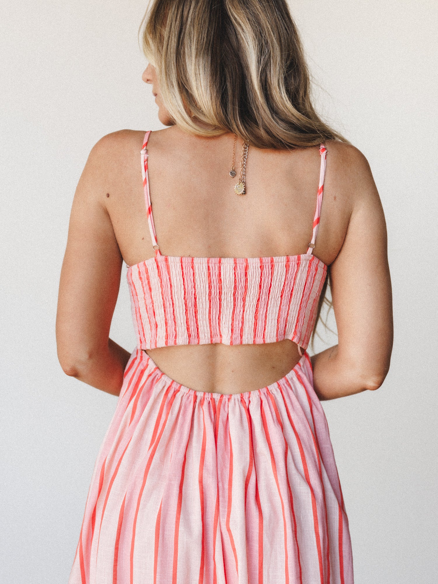 pink blush striped dress Early Dawn Striped Midi Dress - Pink and White, Large | Hazel and Olive