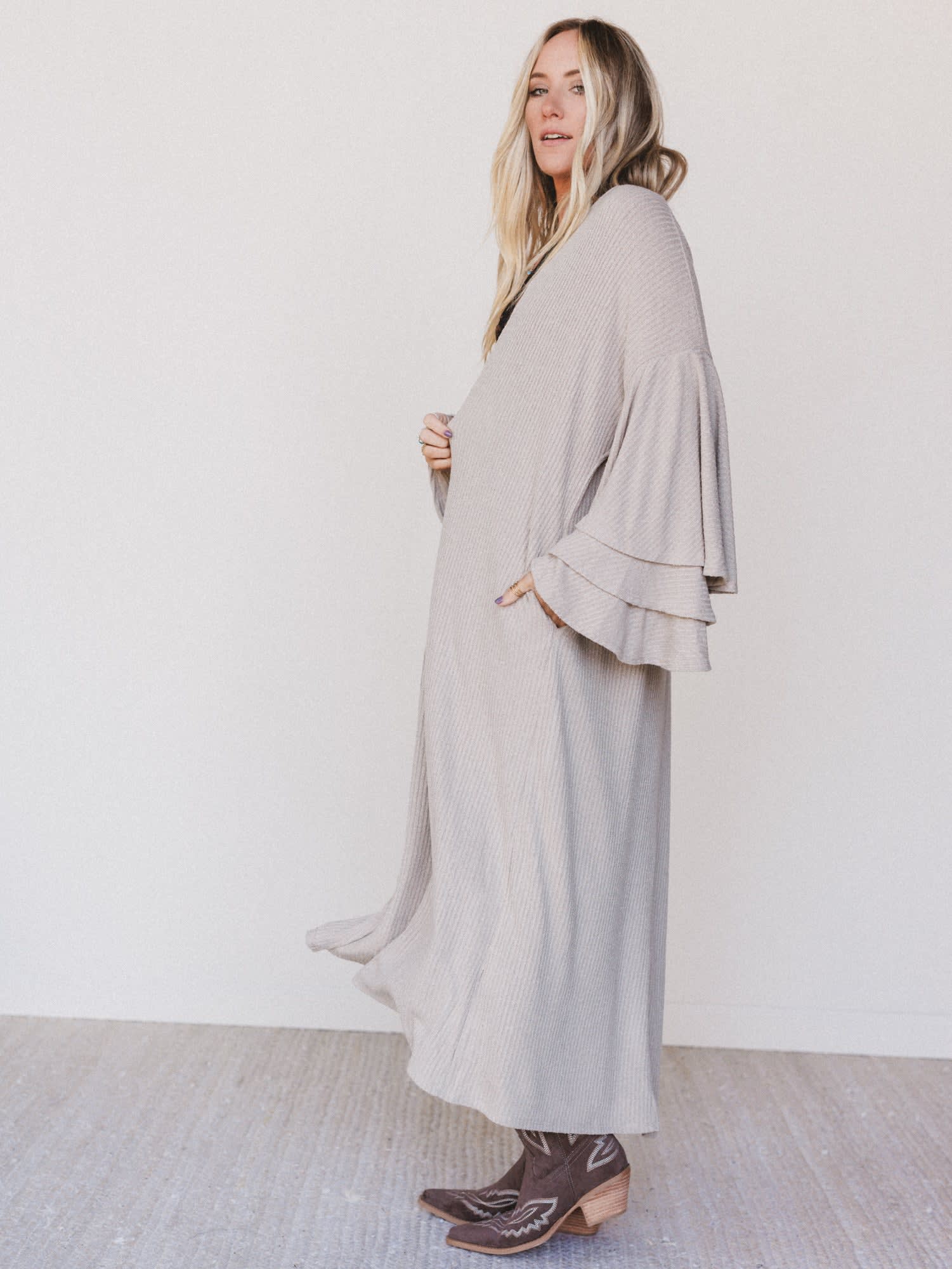 frye ladies' duster cardigan dress The Nest Radiant Ruffles Duster Cardigan