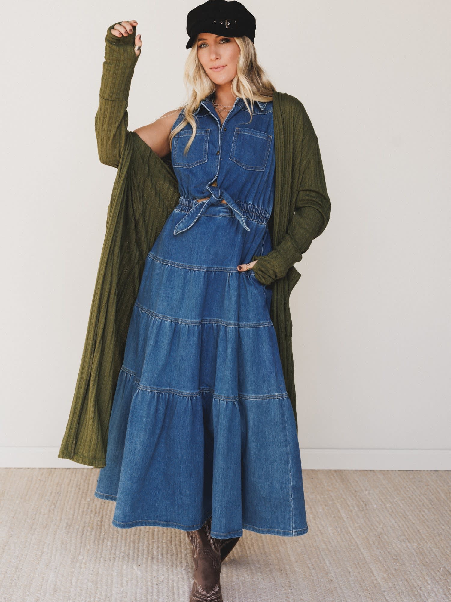 The Nest Finishing Touch Duster Cardigan - Women's Size L, Olive Green - Three Bird Nest The Nest Finishing Touch Duster Cardigan - Women's Size L, Olive Green - Three Bird Nest