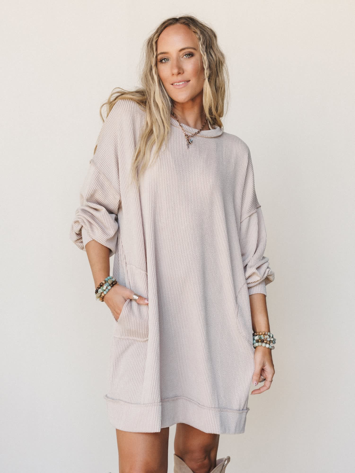 The Nest Moon Glow Long Sleeve Dress - Cream CY Fashion The Nest Moon Glow Long Sleeve Dress - Cream CY Fashion
