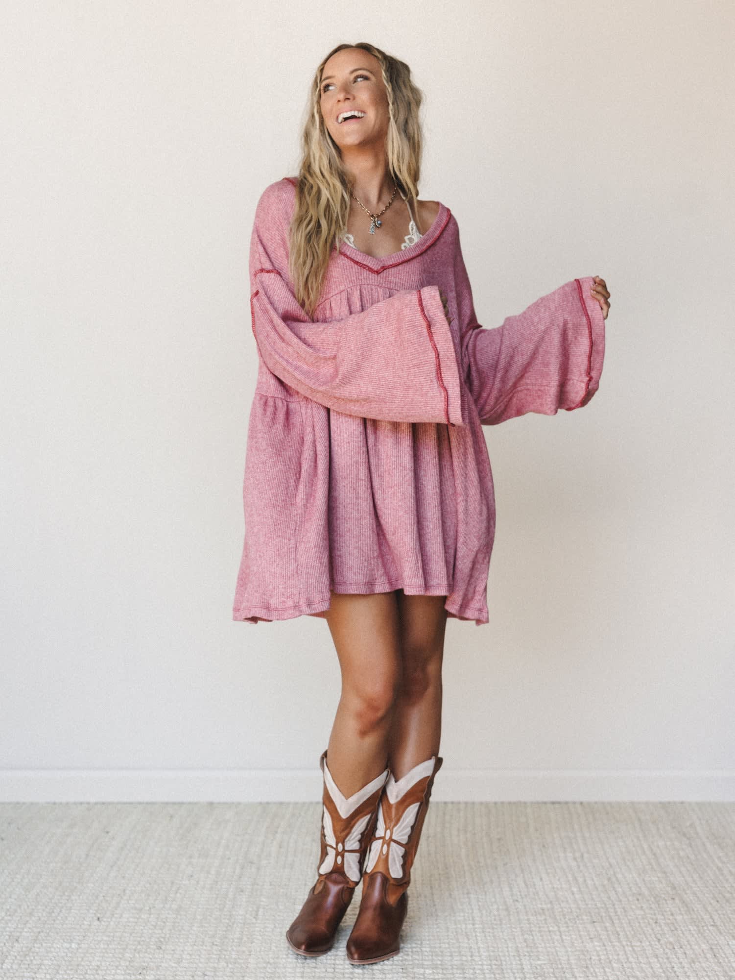 The Nest Carefree Mini Dress - Women's Size M, Two Tone Mauve - Three Bird Nest The Nest Carefree Mini Dress - Women's Size M, Two Tone Mauve - Three Bird Nest