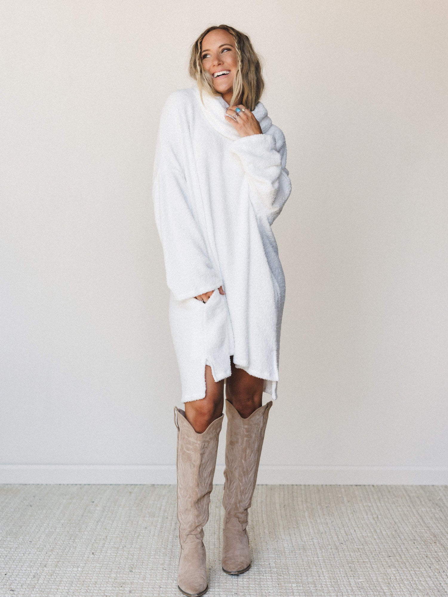 boho sweater dress Women's Cable Knit Drop Shoulder in Mist Green Small beach coverup End of Light Abstract Print