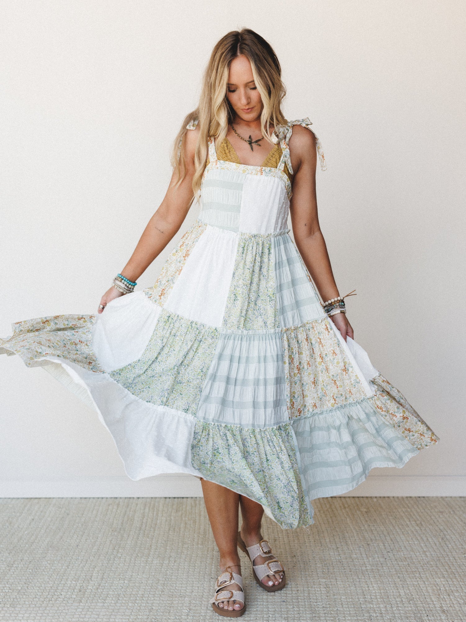 patchwork boho dress Beach Maxi Sundress Shiloh Lined Boho Patchwork Maxi