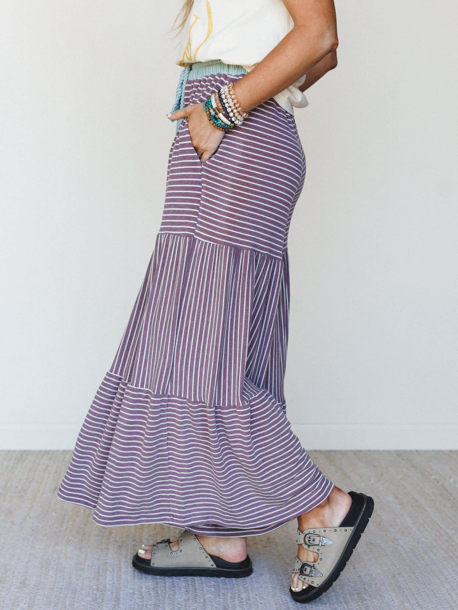 purple striped dress pants Belle Purple Striped Pants