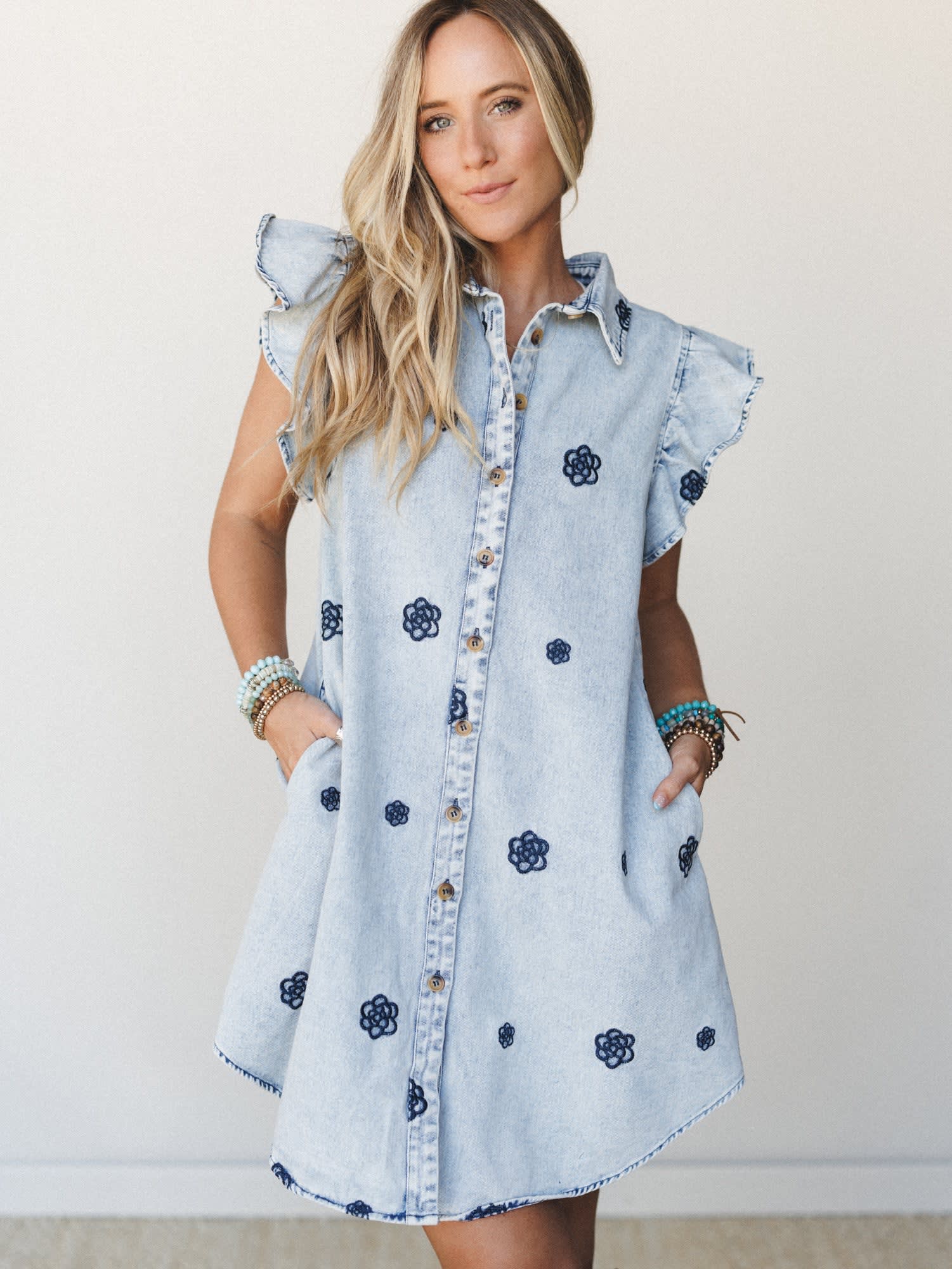 lightweight denim shirt dress Baltic Born Womens Tora Denim Dress | Light Wash