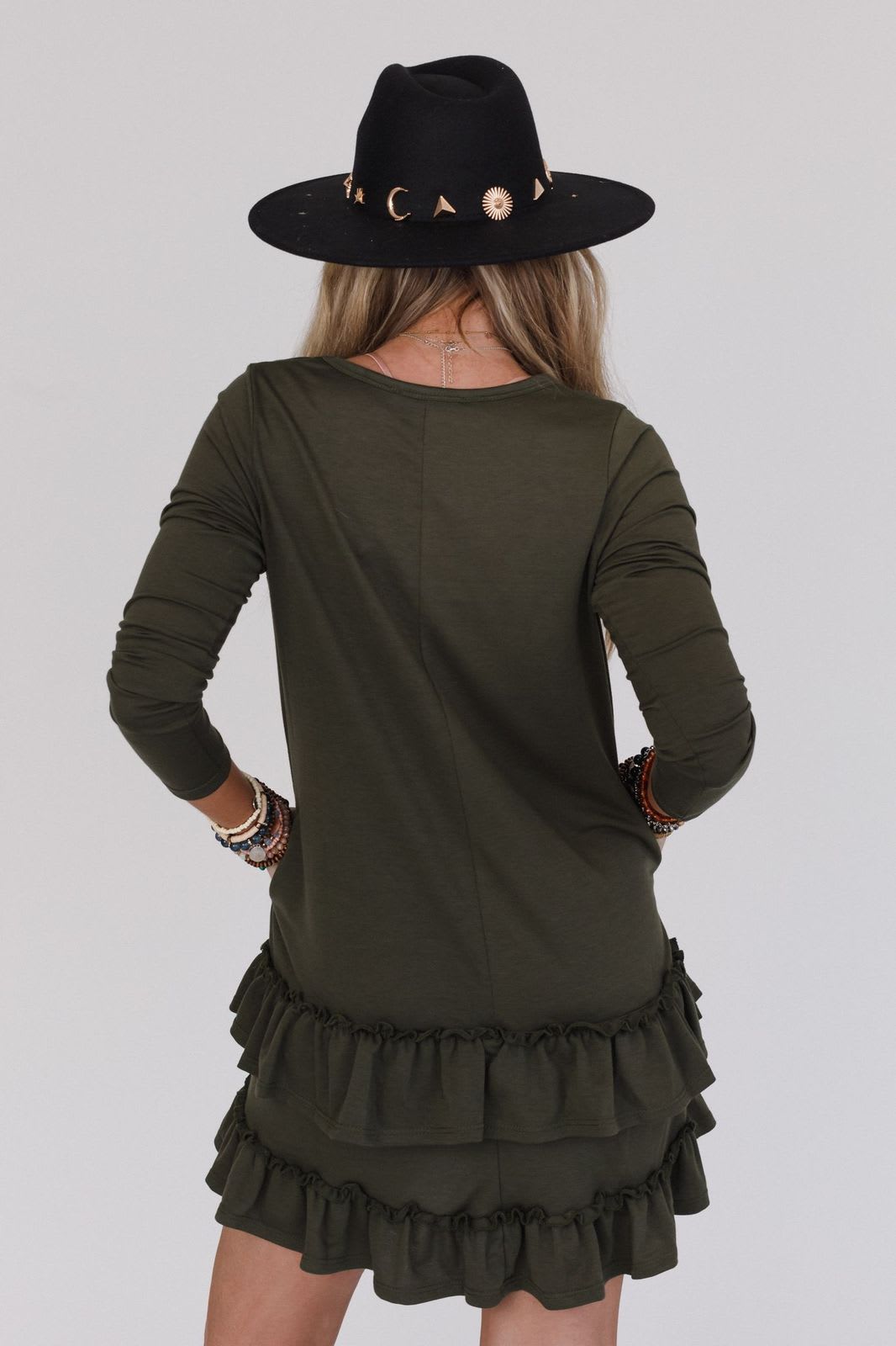 The Nest Constance Ruffle Hem Long Sleeve Dress - Women's Size L, Olive Green - Three Bird Nest The Nest Constance Ruffle Hem Long Sleeve Dress - Women's Size L, Olive Green - Three Bird Nest