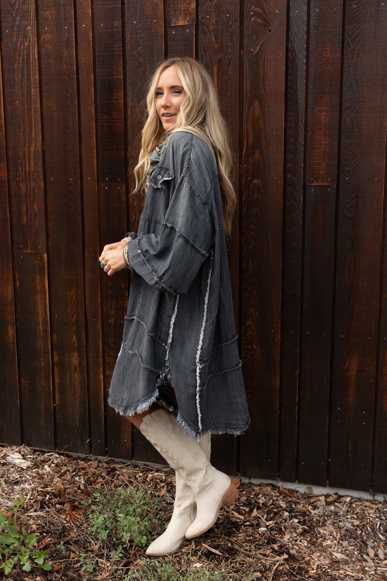 Ophelia Oversized Denim Dress - Black Denim Easel Ophelia Oversized Denim Dress - Black Denim Easel