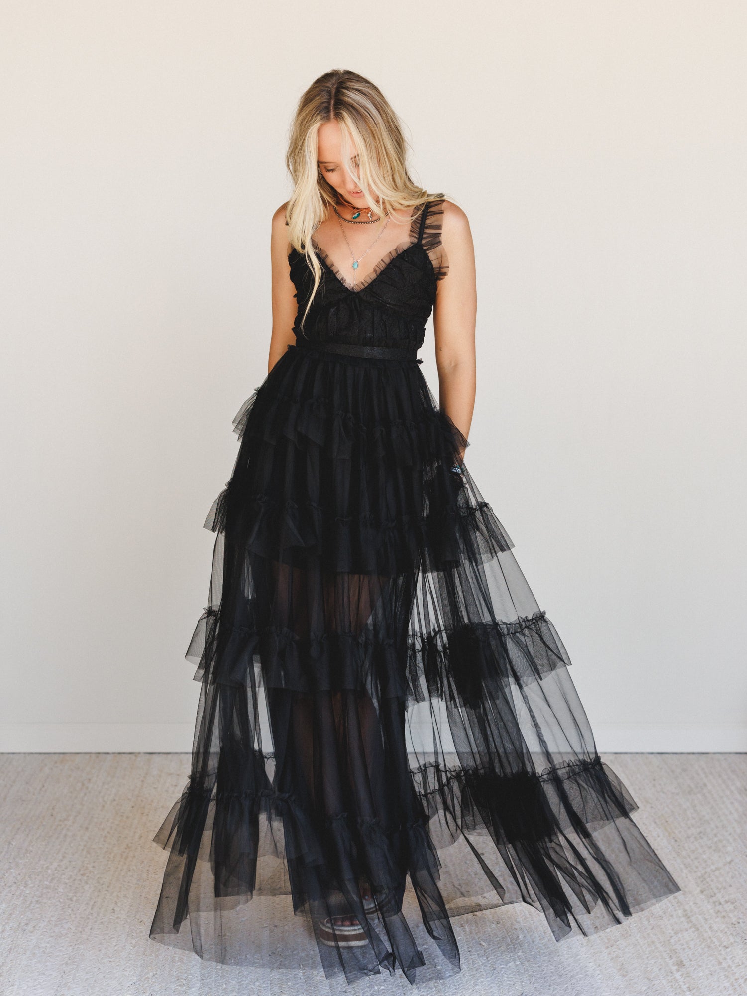 black maxi dress with lace Women's Satin Up Back Slip sheer black lace Nadine Lace-Up Back Maxi Dress