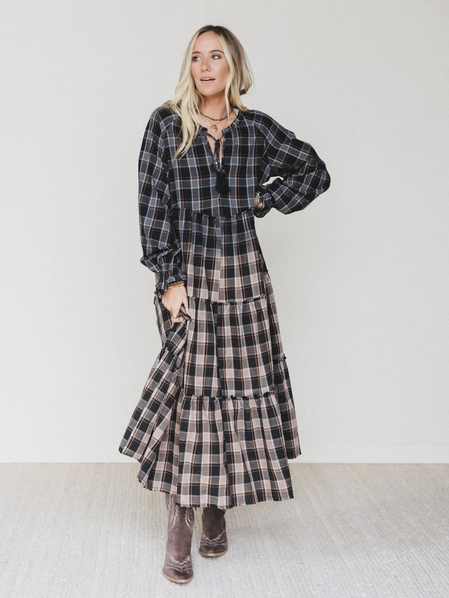 Sundown Harvest Tiered Dress - Black Promesa Sundown Harvest Tiered Dress - Black Promesa