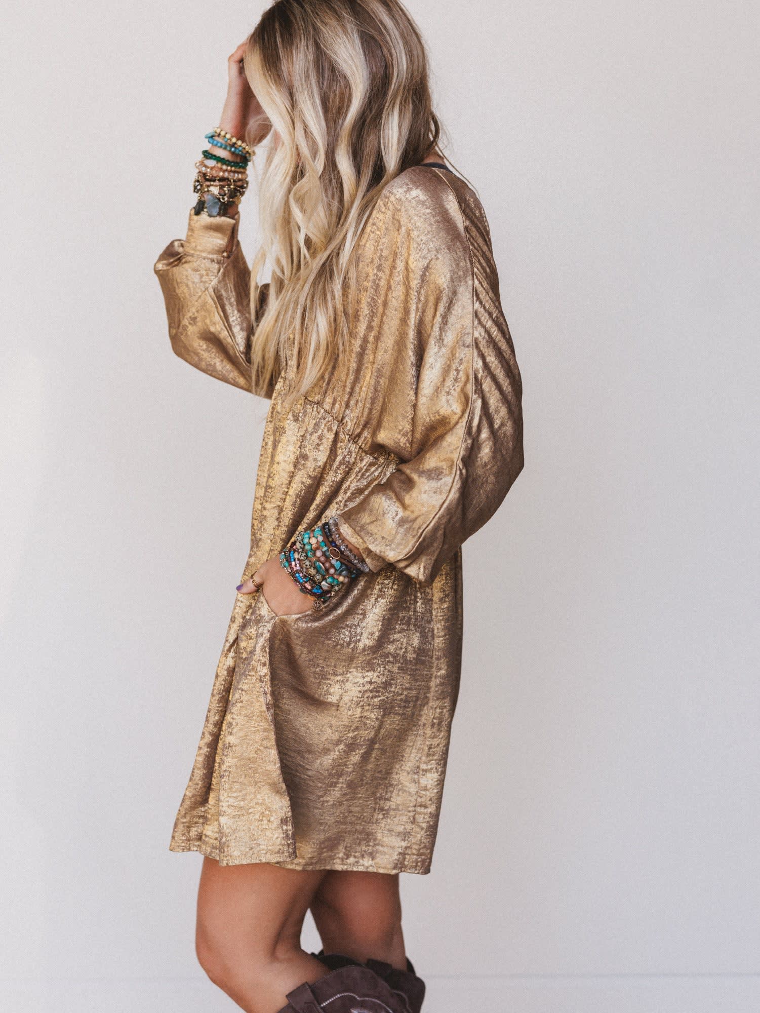 Golden Aura Babydoll Dress - Women's Size M, Gold - Three Bird Nest Golden Aura Babydoll Dress - Women's Size M, Gold - Three Bird Nest