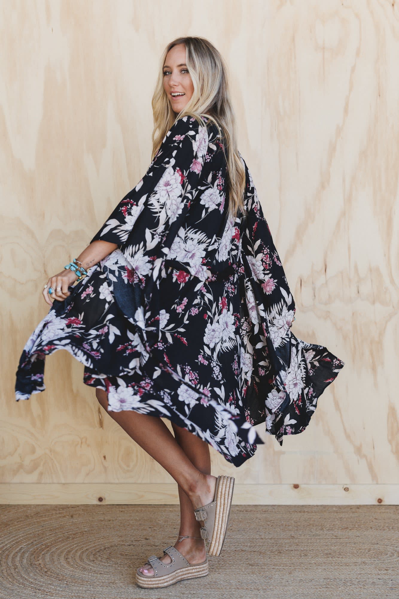 Free Flowin' Butterfly Sleeve Kimono - Women's, Black - Three Bird Nest Free Flowin' Butterfly Sleeve Kimono - Women's, Black - Three Bird Nest