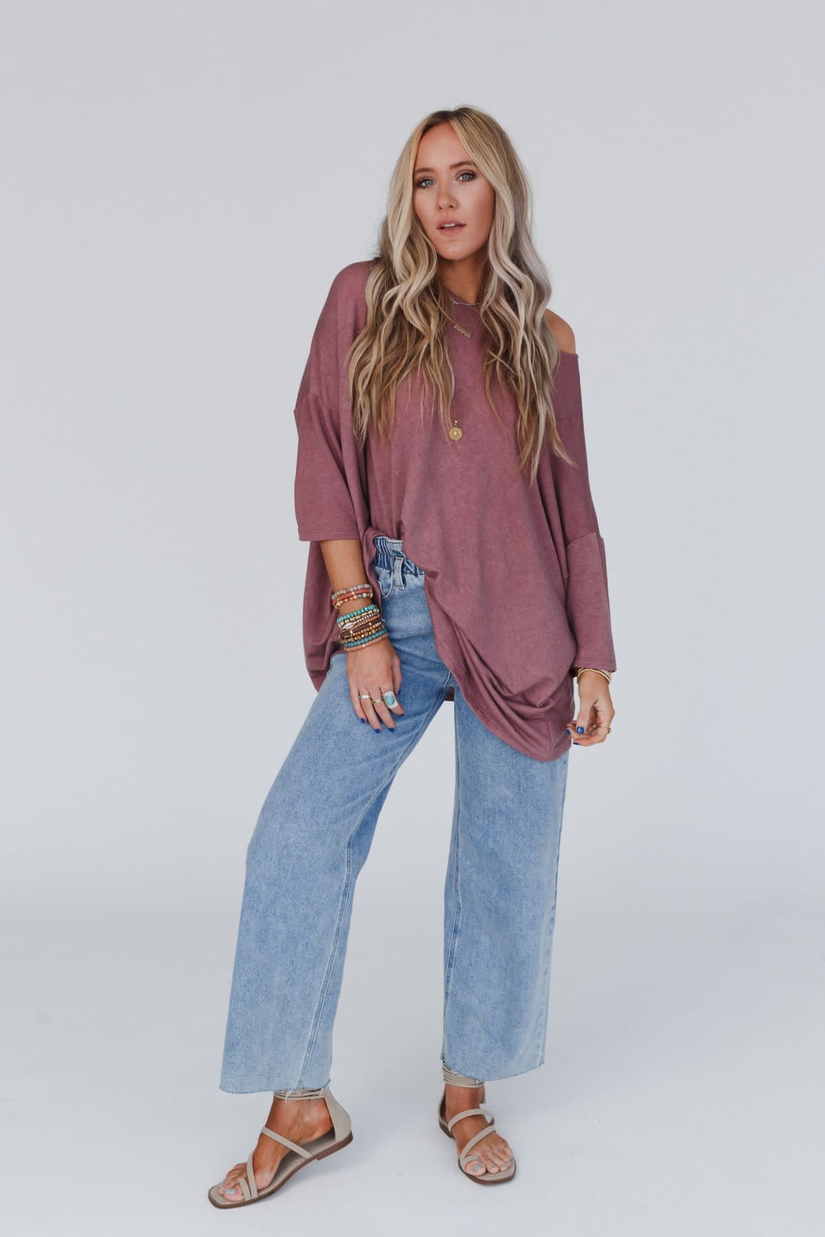 The Nest Sunday Stroll Oversized Tee - Mauve