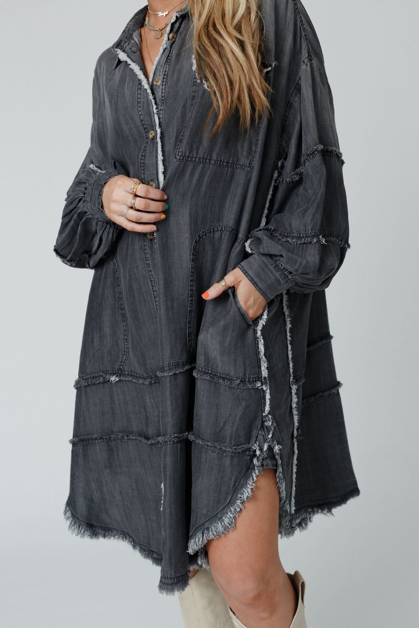 black oversized denim shirt dress black dress with denim shirt CurveWow Denim Belted Oversized Shirt Dress Black Wash Curvewow