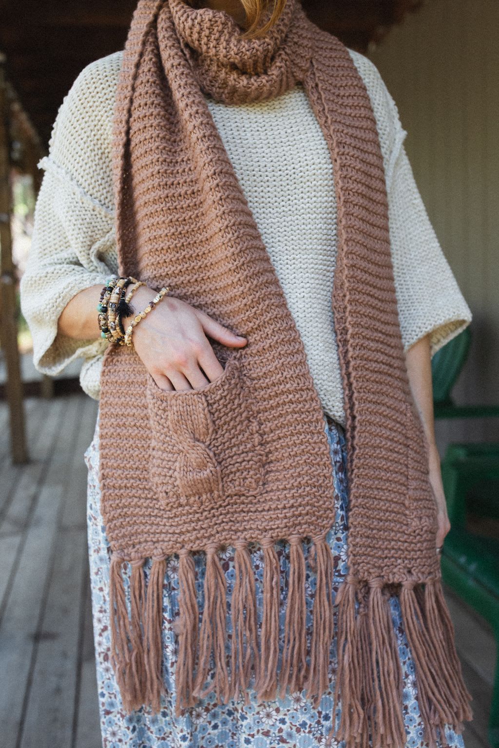 Kolby Knitted Pocket Scarf — Three Bird Nest