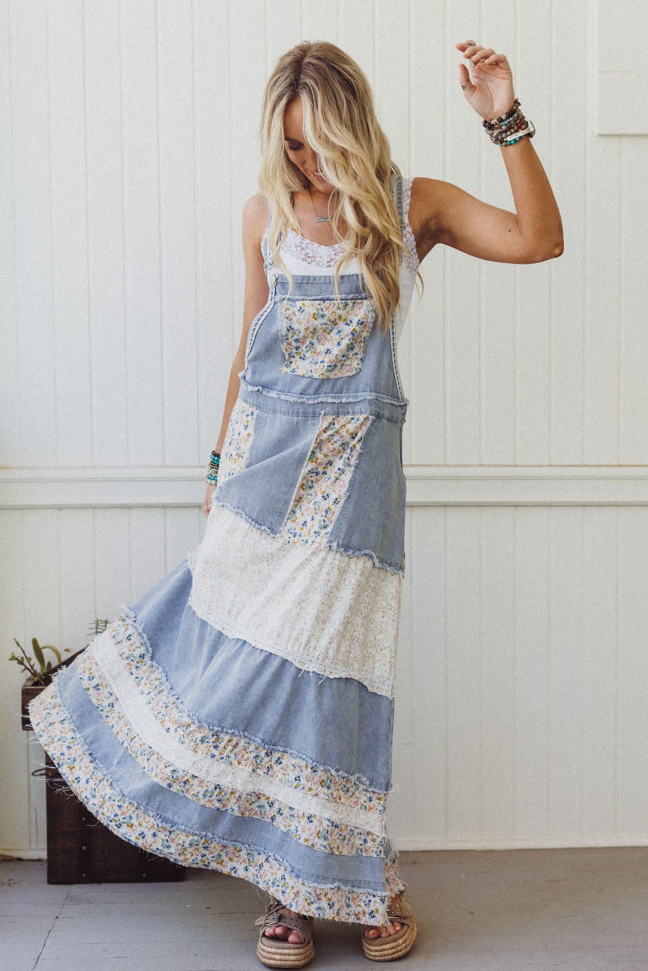 Sweetheart Charm Overalls Maxi Dress - Women's Size L, Denim Blue - Three Bird Nest Sweetheart Charm Overalls Maxi Dress - Women's Size L, Denim Blue - Three Bird Nest