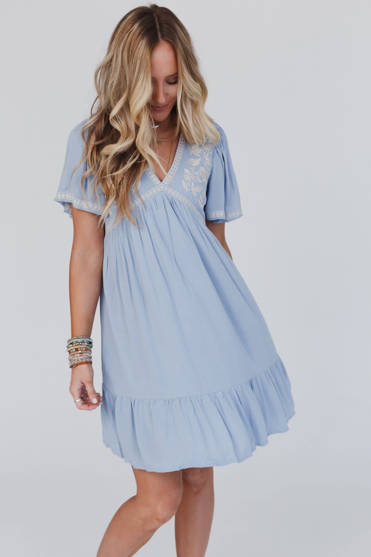 Magdaline Mini Dress - Blue In Loom Magdaline Mini Dress - Blue In Loom