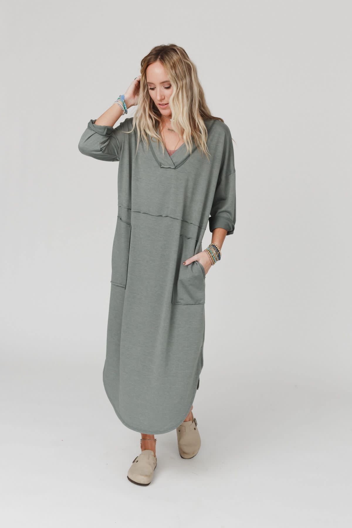 The Nest Meadow Long Sleeve Slit Maxi Dress - Women's Size M, Olive Green - Three Bird Nest The Nest Meadow Long Sleeve Slit Maxi Dress - Women's Size M, Olive Green - Three Bird Nest