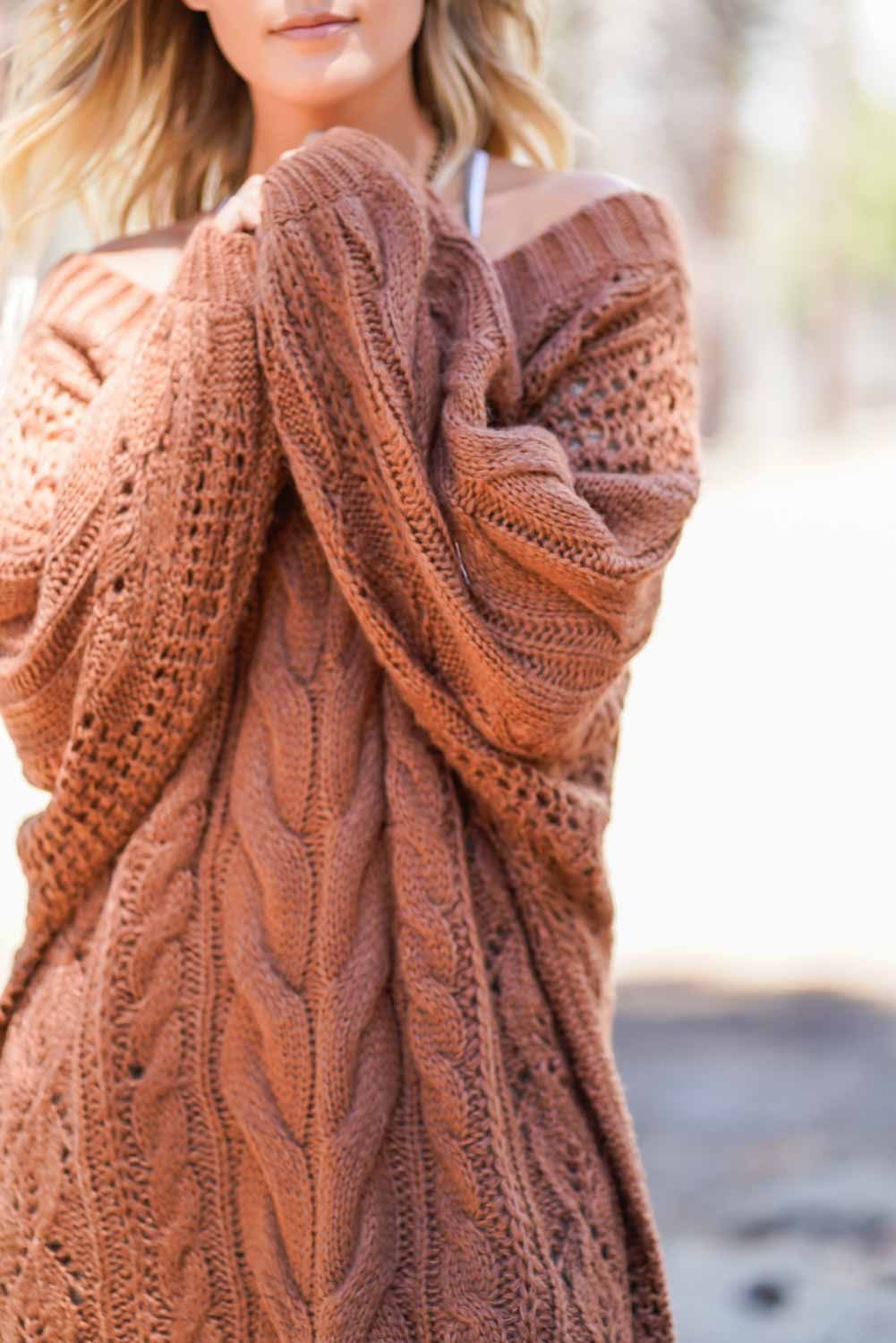 Golden Hour Bubble Sleeve Sweater Dress - Women's Size M, Mocha - Three Bird Nest Golden Hour Bubble Sleeve Sweater Dress - Women's Size M, Mocha - Three Bird Nest