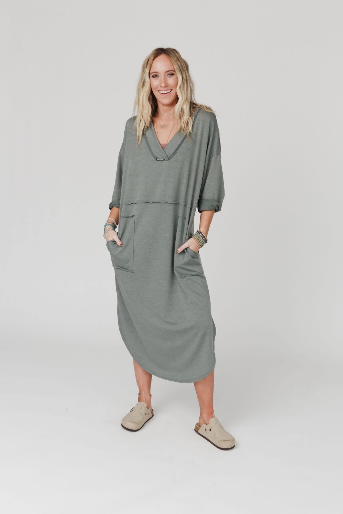 The Nest Meadow Long Sleeve Slit Maxi Dress - Women's Size M, Olive Green - Three Bird Nest The Nest Meadow Long Sleeve Slit Maxi Dress - Women's Size M, Olive Green - Three Bird Nest