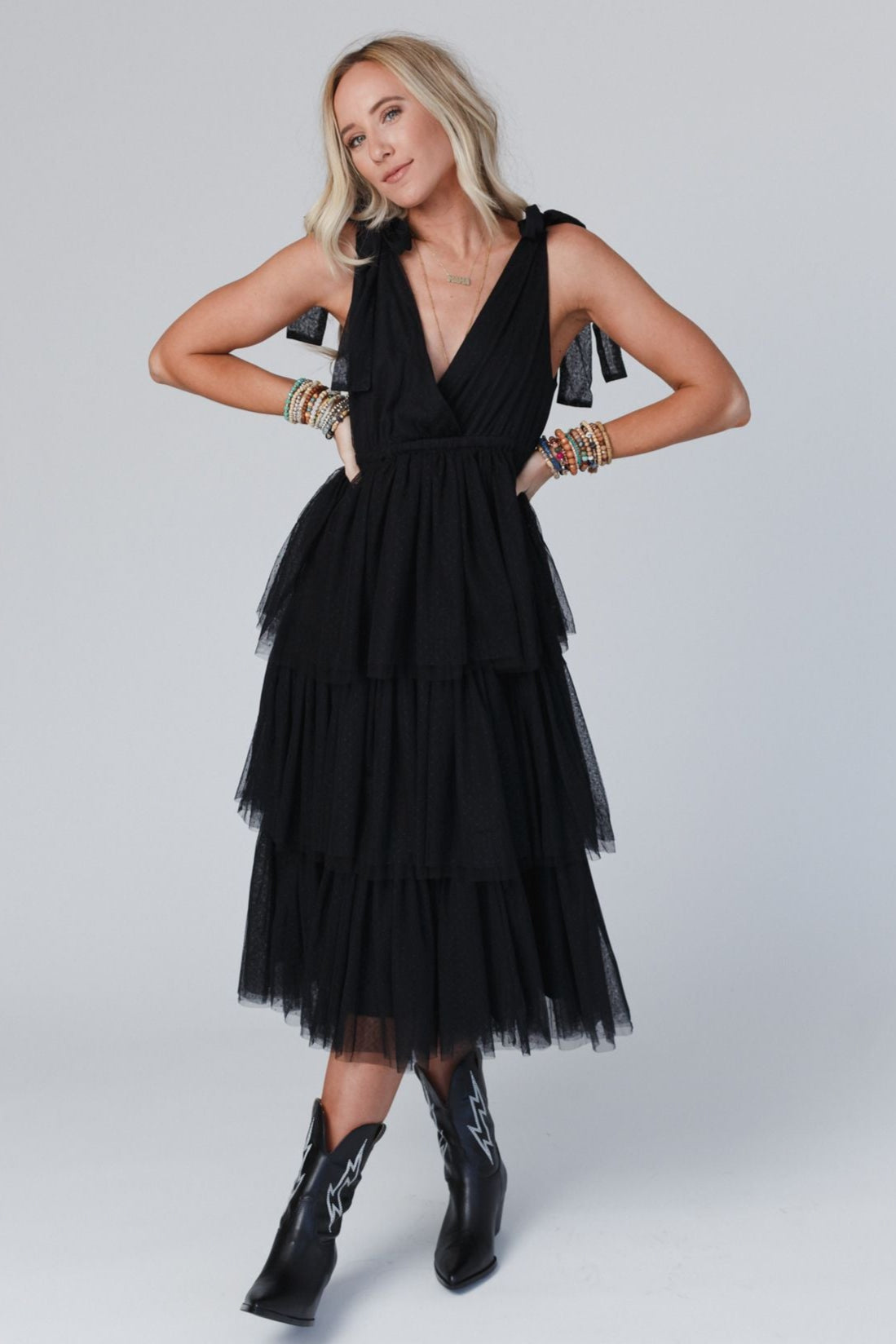black boho dress Plunging Lace Tulle Wedding Light Ivory / Nude Pink A lightweight Wrap Boho Dress / Black