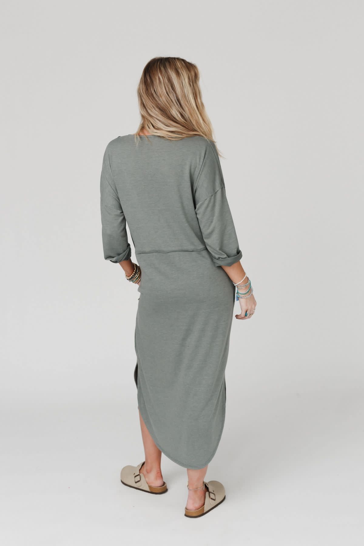 The Nest Meadow Long Sleeve Slit Maxi Dress - Women's Size M, Olive Green - Three Bird Nest The Nest Meadow Long Sleeve Slit Maxi Dress - Women's Size M, Olive Green - Three Bird Nest