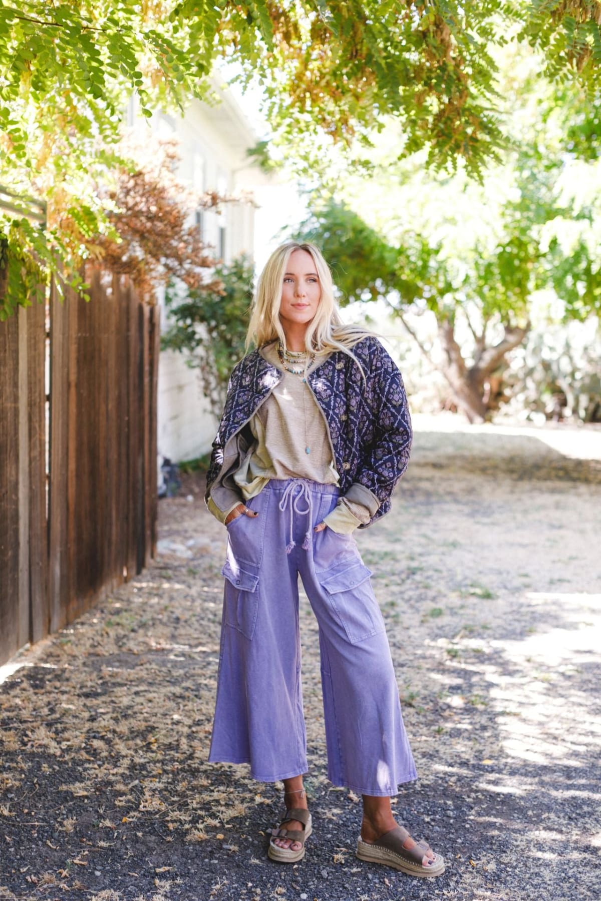 m　B. STARRY PANTS The Nest Cargo Cascade Wide Leg Pants - Peri Blue – Mittoshop