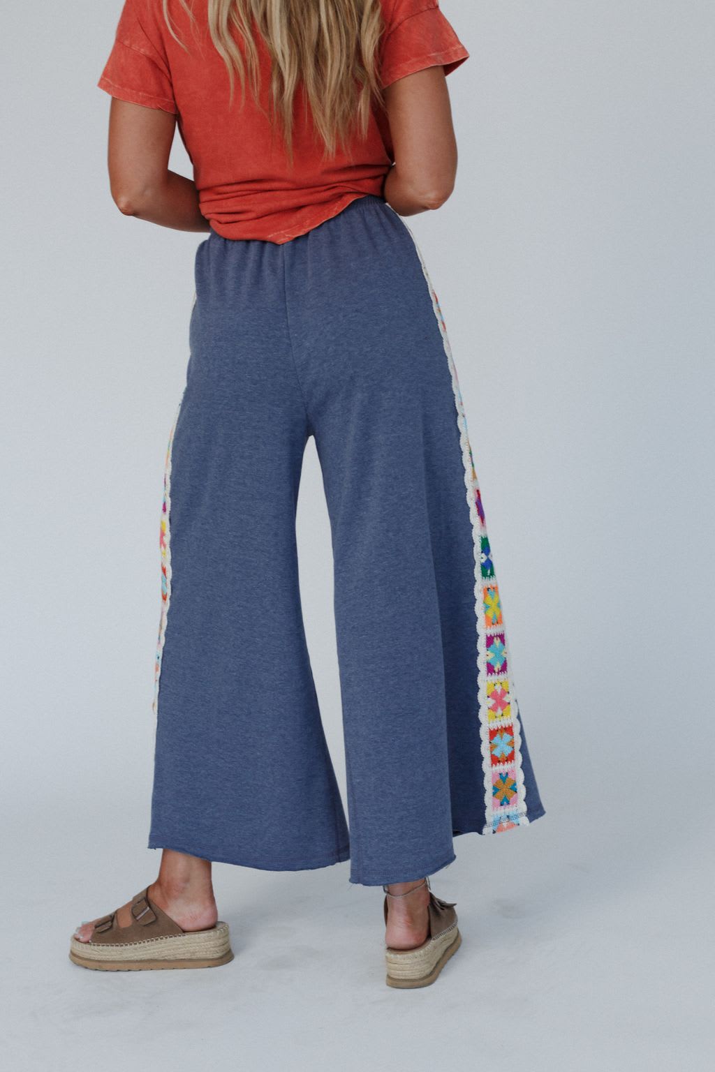 The Nest Love Seeker Crochet Panel Pants - Heather Navy – CY Fashion