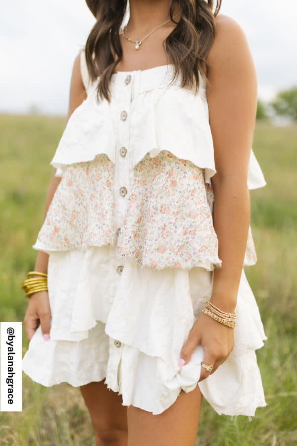 Rosette Layered Denim Dress - Women's Size S, Rose - Three Bird Nest