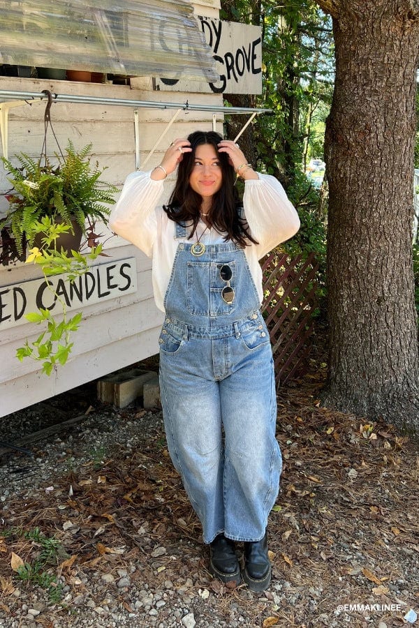 City Streets Barrel Leg Overalls - Denim – eesome