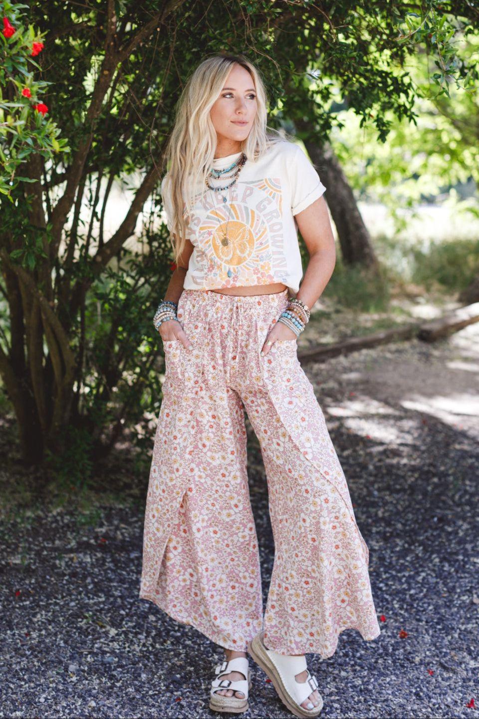 The Nest Stasia Printed Drawstring Tulip Pants - Rose – CY Fashion