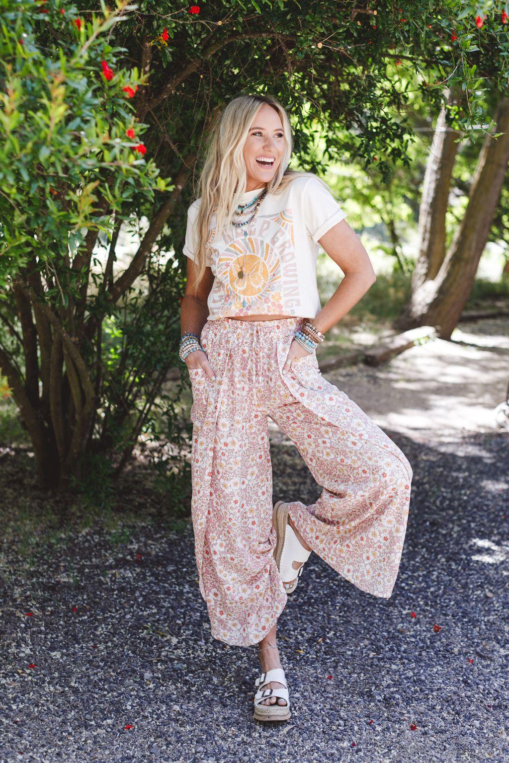 The Nest Stasia Printed Drawstring Tulip Pants - Rose – CY Fashion