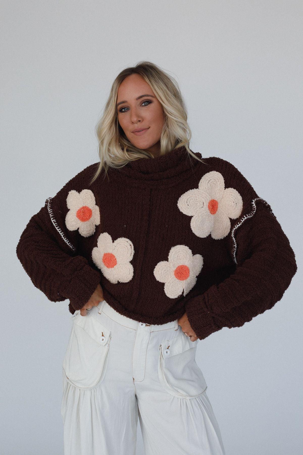 トップス THEREDTHREAD S knit fittops repeat petal Petal Warmth Sweater – Three Bird Nest