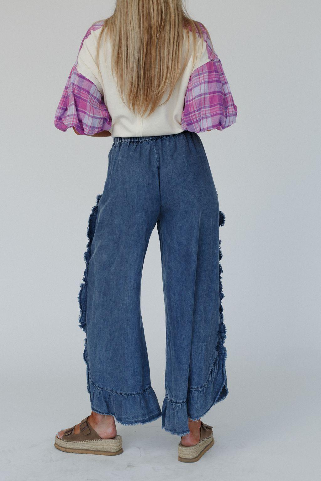 Drift Wave Ruffle Wide Leg Pants - Denim – Easel