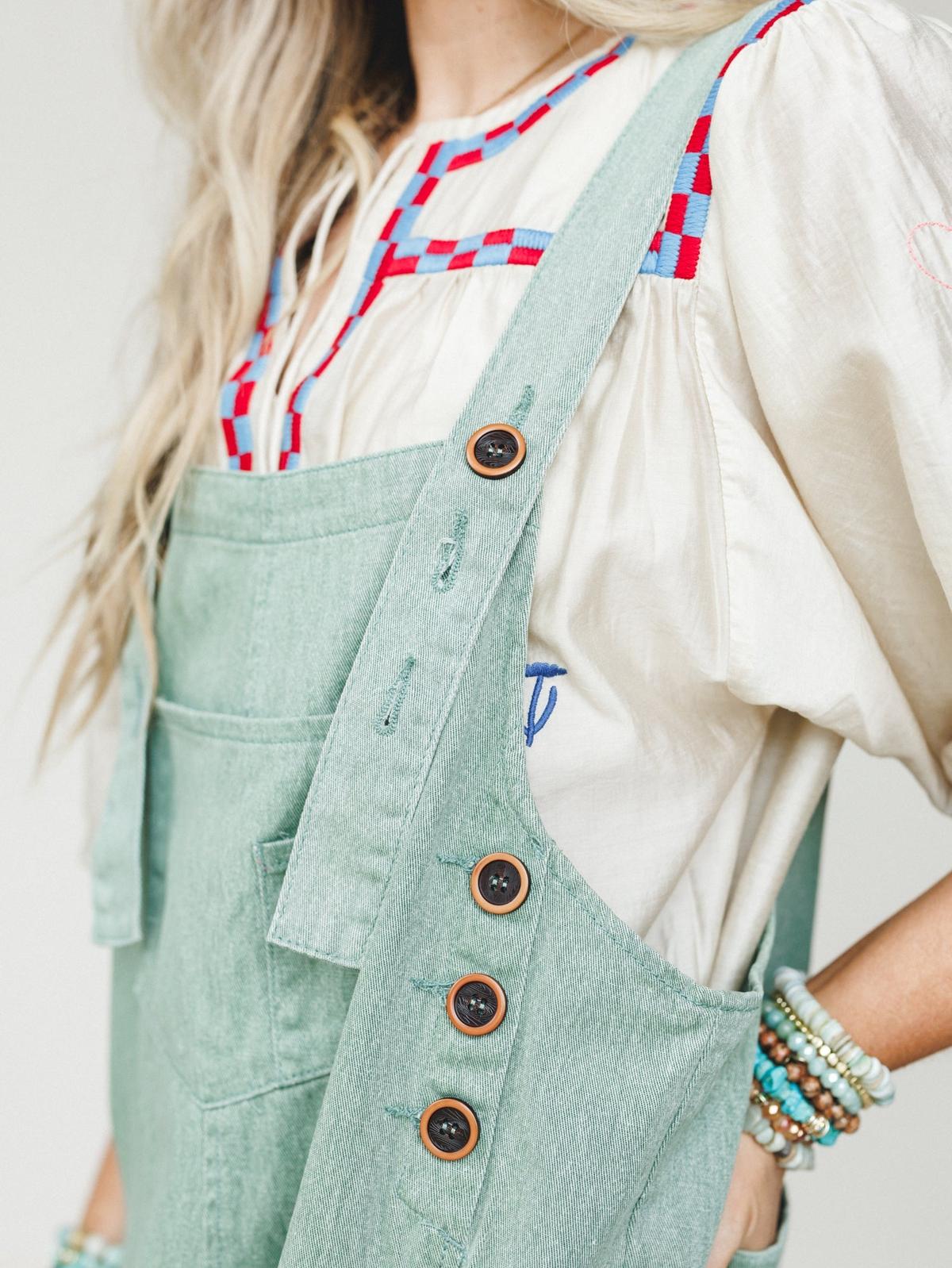 High Hopes Slouchy Denim Overalls - Sage – Easel