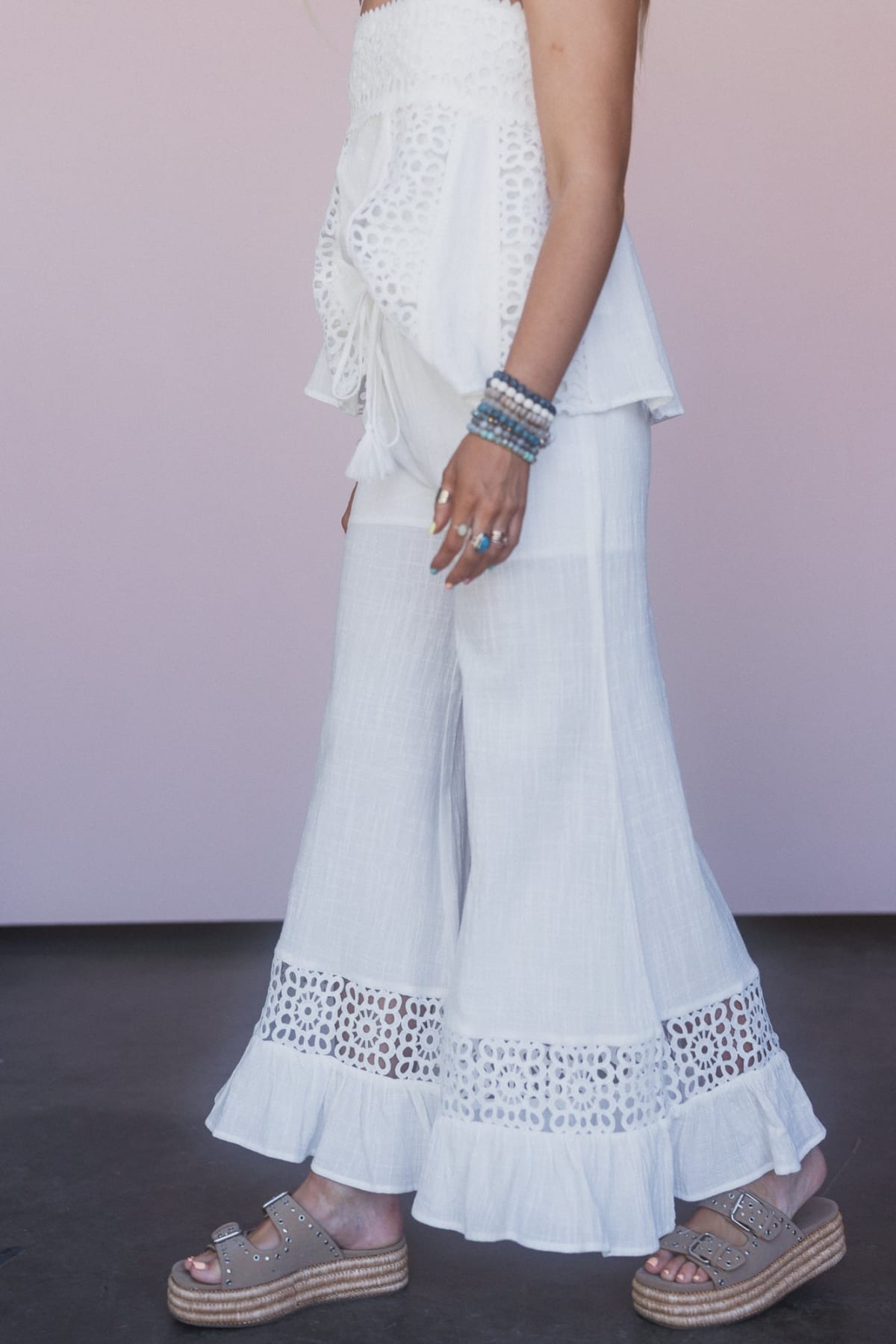 Moonbeam Crochet Wide Leg Pants - Off White – Promesa