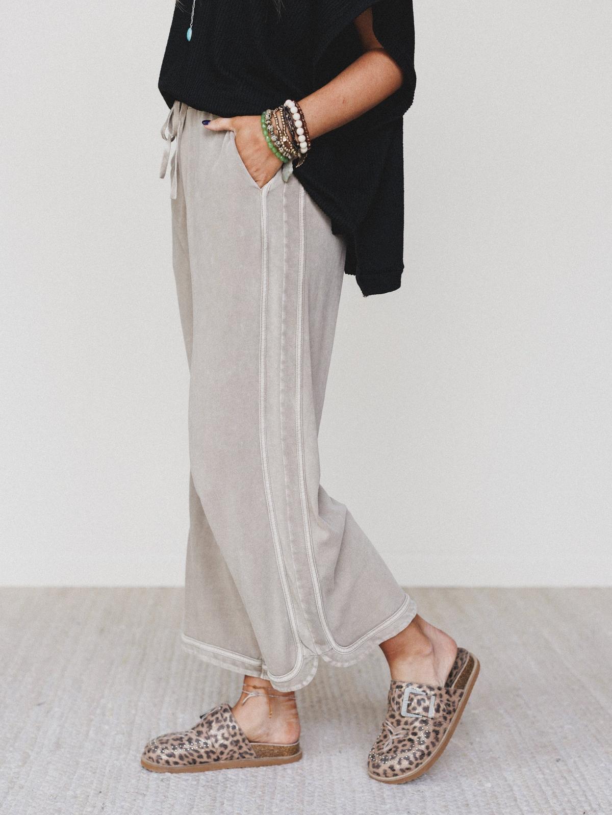 So Comfy Wide Leg Pant Cropped Length - Mocha – Easel