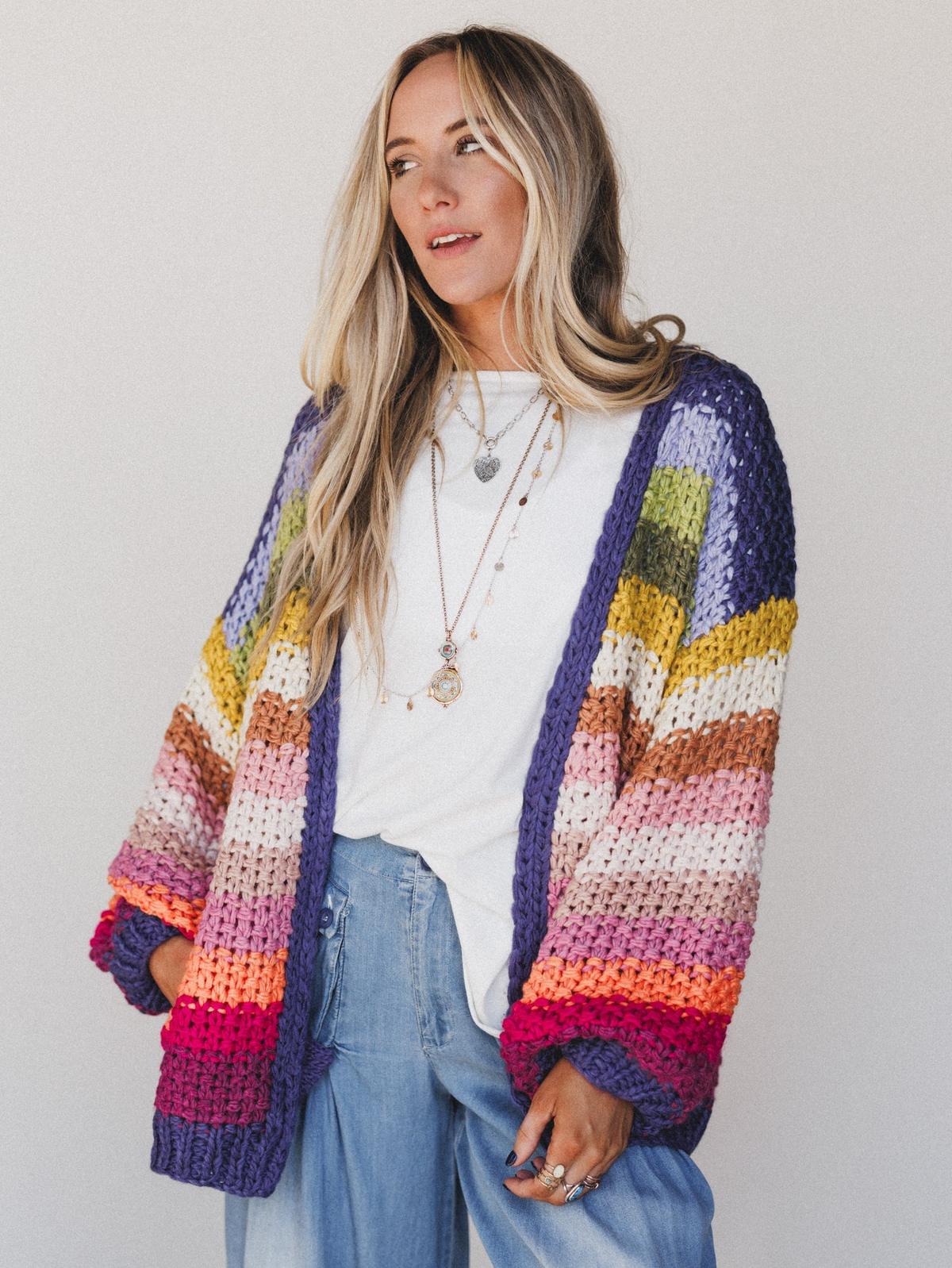 Wrapped up in Color Knit Cardigan - Rainbow – Listicle
