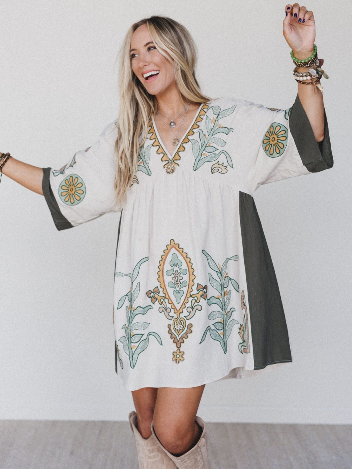 sachin and babi light blue dress Boho Embroidered A-Line Dress | Bohemian, Hippie & Gypsy Fashion