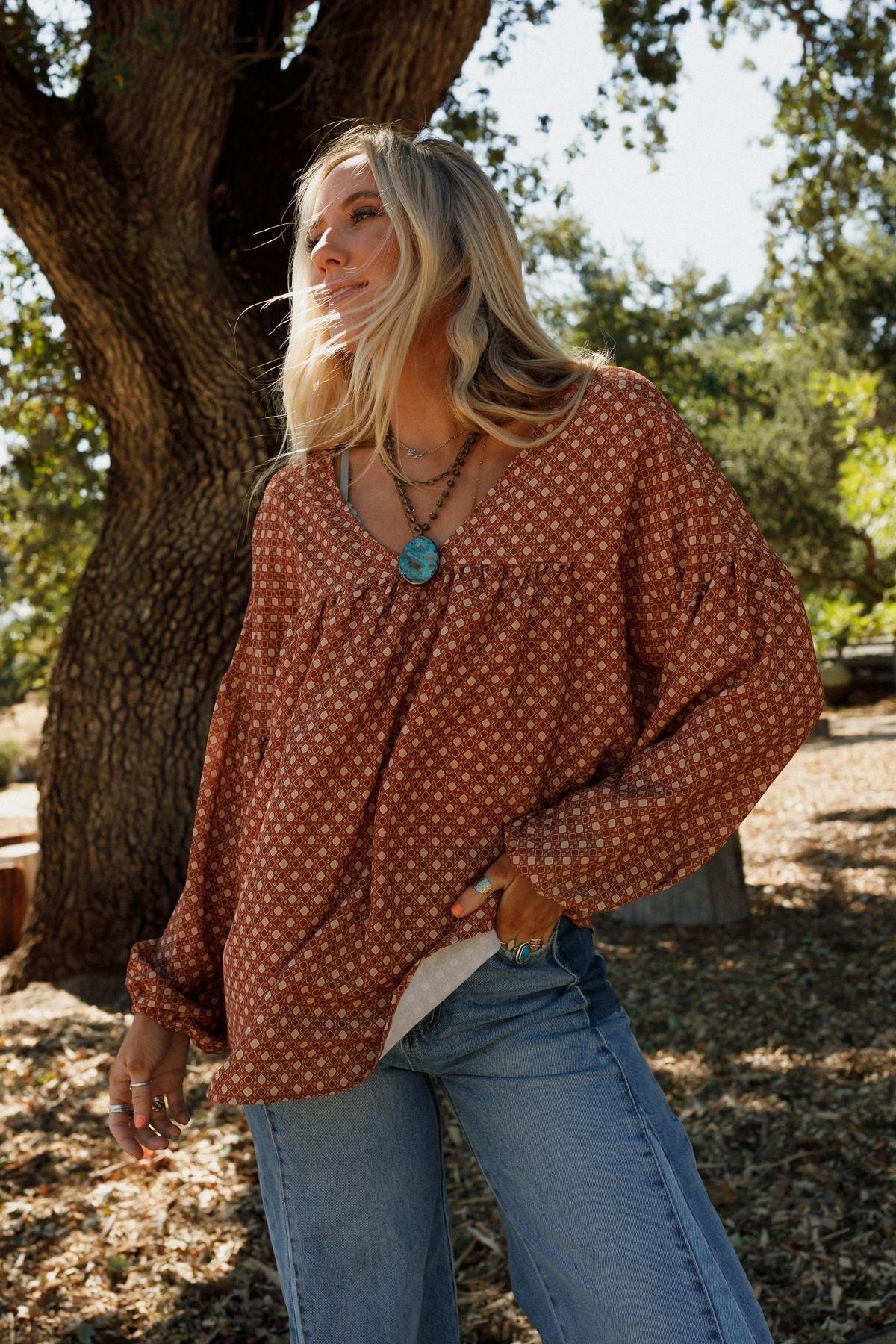 The Nest Kendrix Printed Top - Ginger – CY Fashion