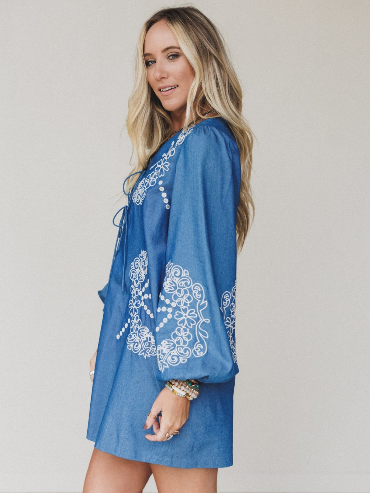 Sunday Flow Embroidered Denim Dress - Women's Size S, Denim Blue - Three Bird Nest Sunday Flow Embroidered Denim Dress - Women's Size S, Denim Blue - Three Bird Nest