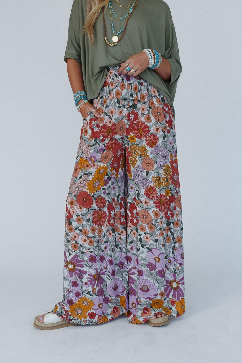 Blissful Burst Floral Pants - Purple – GiGio