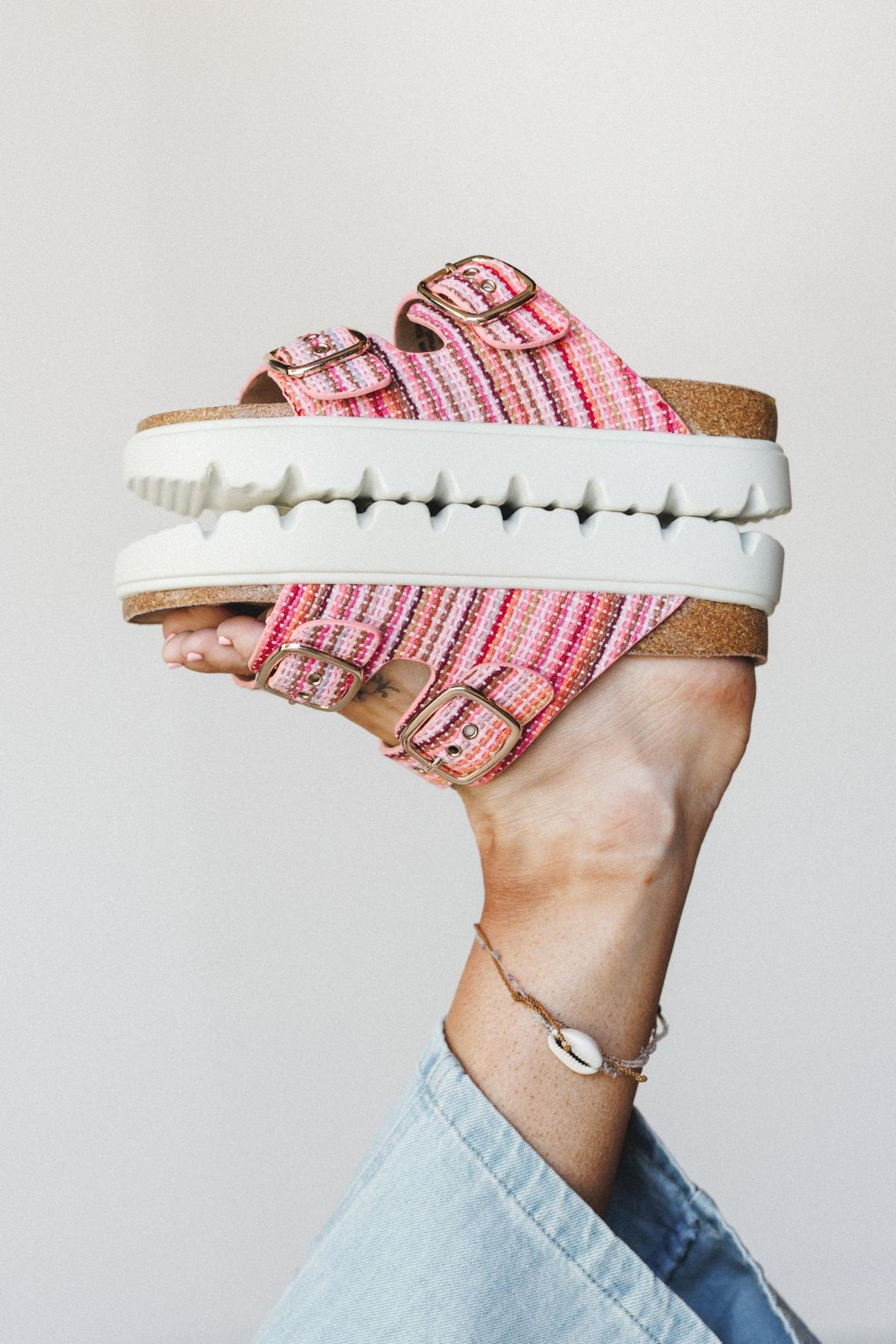 Rumor Has It Sandals in Pink Multi