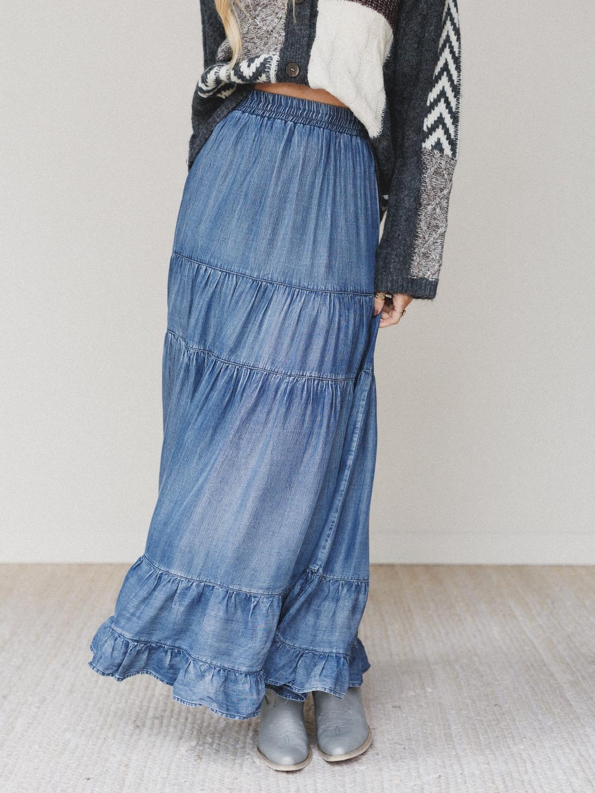 Romantic Meadows Denim Skirt - Denim – Mittoshop