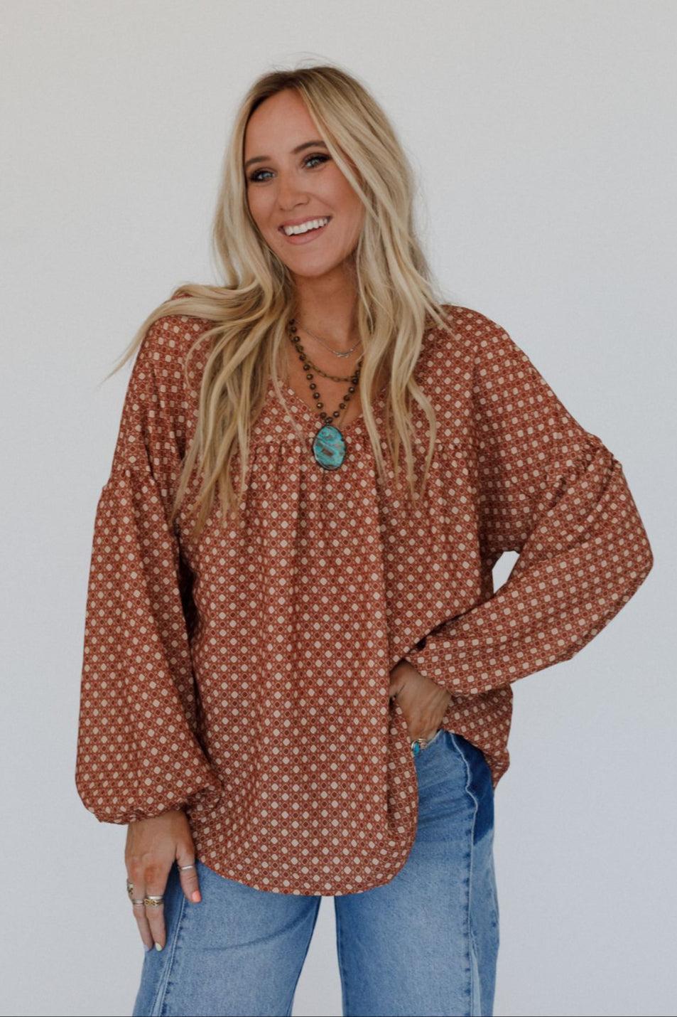 The Nest Kendrix Printed Top - Ginger – CY Fashion