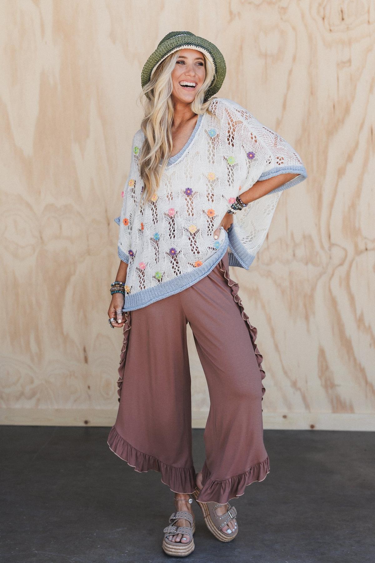 The Nest Saturdays Ruffle Wide Leg Pants - Dark Mocha – CY Fashion