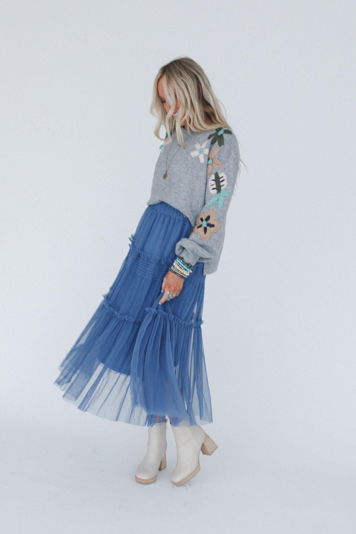 Sonoma Tiered Tulle Skirt - Blue – Anniewear